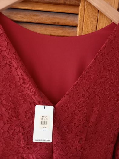 Red Lace Midi Dress