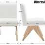 Set of 2 Modern Dining Chairs with V shaped Wooden Legs Chenille Beige Armless Kitchen Chairs with Soft Chenille Cover and Sturdy Wooden Leg Image 2
