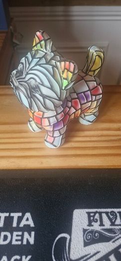 Stained glass terrier dog table lamp