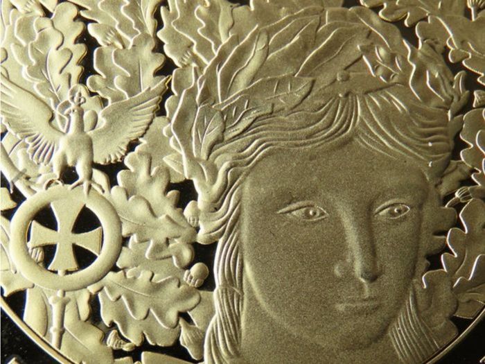 5 Reichsmark commemorative | 136 grams Gold & Silver plated proof XXL 130grams