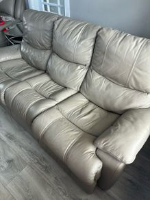 Taupe grey Leather Recliner Sofa & 1 seater