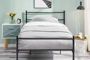 Twin Size Platform Bed Frame with Strong Headboard and Large Storage Fits Teens Adults, 90 x 190 Black