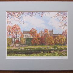 "UCC from Perrott's Inch" - Limited Edition Watercolour Print by Irish Artist Anna O'Hara | University College Cork Landscape | 27.9 x 37.5 cm