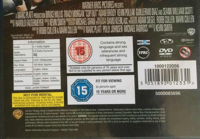 Cop Out (Kevin Smith Film) [2010] Bruce Willis & Tracy Morgan [Movie DVD]