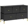 Faux Leather Front Chest of Drawers - Black Image 2