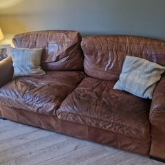 Brown leather couch