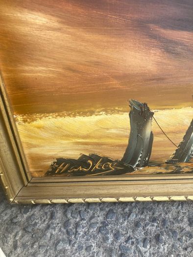 Bill hawkes artist 1960s 1970s signed framed oil paintings free postage