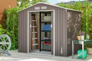 7ft x 4ft Lockable Polypropylene Garden Storage Shed Storage w/ Air Vents Steel Grey