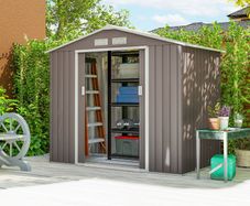 7ft x 4ft Lockable Polypropylene Garden Storage Shed Storage w/ Air Vents Steel Grey