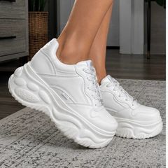 Buffalo BLADER ONE Platform Sneakers White Vegan Leather Chunky Trainers EU 39/6