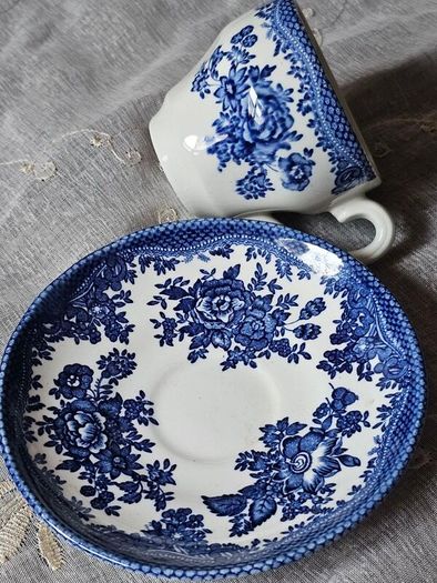 Asiatic Pheasant Blue by Johnson Bros. Espresso Coffee Cup and Saucer
