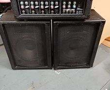 speakers and stands and amp