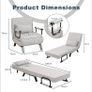 4-in-1 Multi-Functional Convertible Sofa Bed Recliner Chair Sleeper Floor Chair Lounger Versatile Folding Guest Bed 6-Position Removable Pillow Adjustable Small Spaces (Light Grey) Image 3