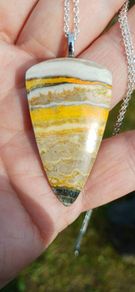 Bumblebee Jasper pendant on silver necklace