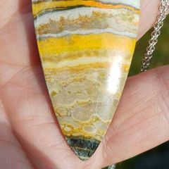Bumblebee Jasper pendant on silver necklace