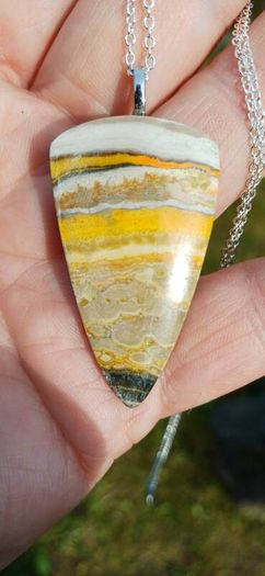 Bumblebee Jasper pendant on silver necklace