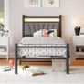 Bed frame with Headboard and USB Charging Station,Heavy Duty Bed Single Size with LED Lights Image 8