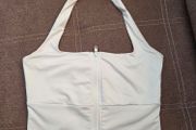 White zipfront halter crop top, size 10