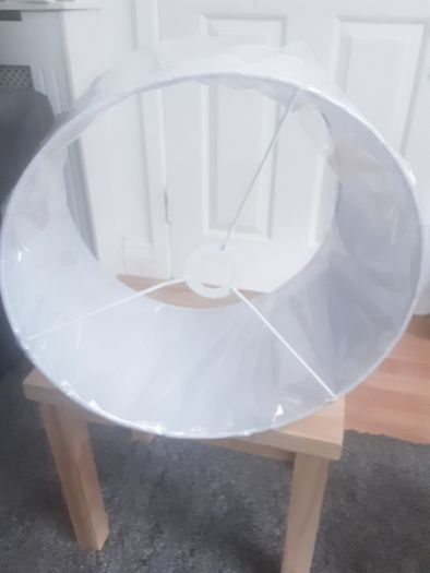 Shade/Large Round Gray Linen Lampshade .. Price Drop