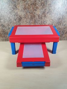 2 x Small kids table desk with fold out legs and storage compartment drawing activities creativity