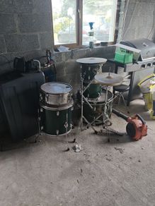 battered drum kit