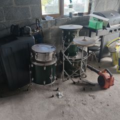 battered drum kit