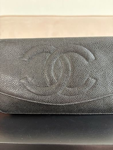 chanel Vintage WOC clutch Black Caviar Gold Hardware