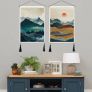 2 Pack Japanese Mountain Tapestry Wall Hanging with Tassels Misty Forest Tapestries Wall Art Sun Nature Landscape Home Decor for Bedroom Aesthetic (35 x 50cm) Image 4