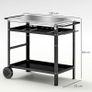 BBQ Trolley with Stainless Steel Top Adjustable Shelf, Outdoor Kitchen BBQ Station with Hooks Seasoning Tray Towel Rack, Pizza Oven Table Movable Outdoor Grill Dining Cart with Cover, Black Image 3