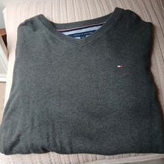 tommy hilfiger mens grey cotton jumper