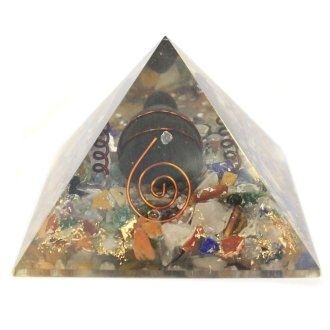 Lrg Orgonite Pyramid 70mm - Chakra Gemchips