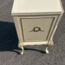 Vintage Olympus cream and gilt Louis style chest of drawers featuring bow-front drawers and cabriole legs. Image 6