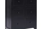 Side Cabinet with 6 Drawers Black 60x30x75 cm Paulownia Wood