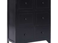 main image for ad Side Cabinet with 6 Drawers Black 60x30x75 cm Paulownia Wood