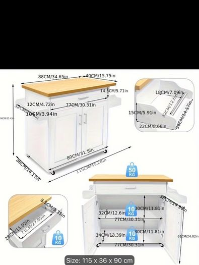 White Kitchen Trolley