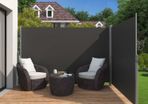 Double-sided awning 6 m anthracite  double-sided awning, 1.8 x 6 m (H x L), extendable side awning, privacy screen, sun protection, side blind, for balcony, terrace and garden, anthracite