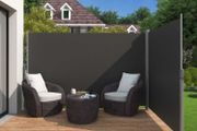 Double-sided awning 6 m anthracite  double-sided awning, 1.8 x 6 m (H x L), extendable side awning, privacy screen, sun protection, side blind, for balcony, terrace and garden, anthracite