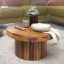 Round Solid Wood Coffee Table 60cm  Modern Wooden Living Room Accent Table Image 2