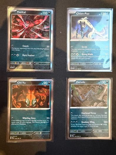 Set of 4 Pokemon Cards Zarude, Chi-Yu, Yveltal, Chien-Pao