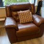 Leather electric recliner sofa with matching armchair and footstool Image 3