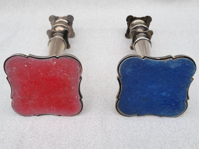 Antique Old English Edwardian Silver Plated Candlesticks