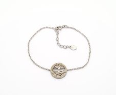 Vintage 925 Sterling Silver & CZ Tree of Life Bracelet