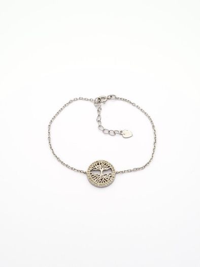 Vintage 925 Sterling Silver & CZ Tree of Life Bracelet