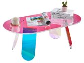 Acrylic Coffee Table, Iridescent Acrylic End Table, 13.8 inch high Colourful Acrylic Side Table, for Coffee, Drink, Food, Snack used in Living Room, Courtyard, Terrace
