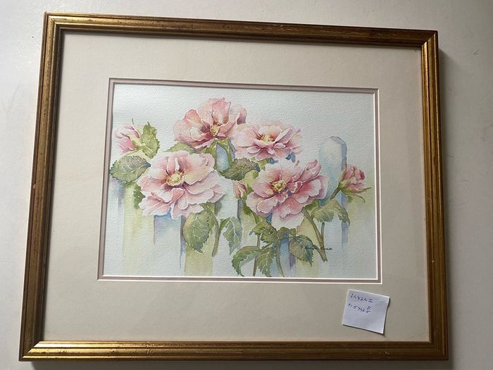 Original Watercolor Painting by Barbara Barrett in a gold frame