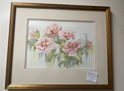 Original Watercolor Painting by Barbara Barrett in a gold frame
