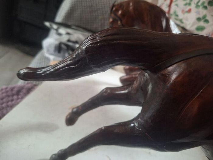 Vintage 1950s/60s Carved Wood wrapped in leather horses