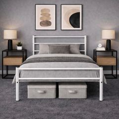 FREE White Metal Frame Single Bed, Unused Mattress & MORE