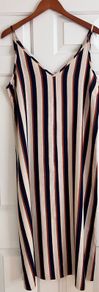 Size 14 Navy Striped Linen Mix Sun Dress by Next