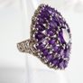 Huge amethyst multistone ring, sterling silver, size N Image 6